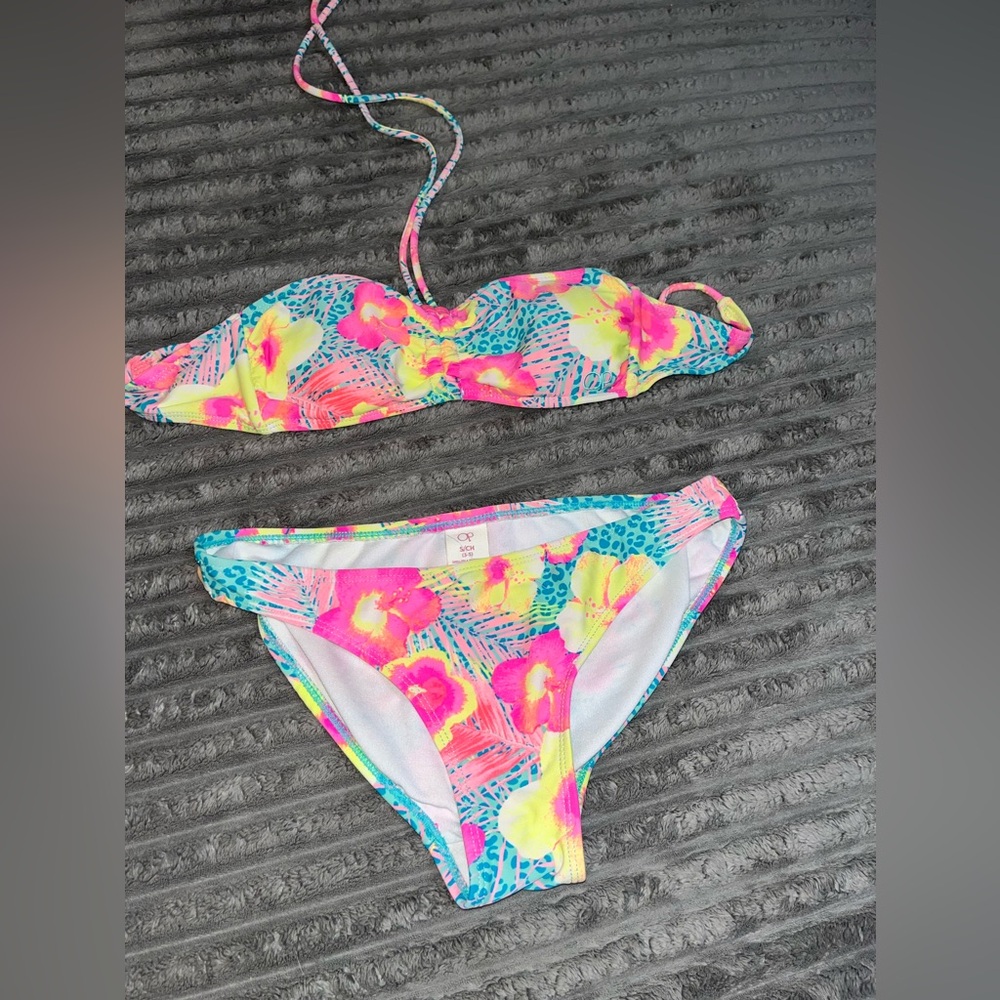 VTG 90s OP Bikini SM Ocean Pacific Floral Swimsuit  2-PC Set Y2K Small 3/5 - Picture 3 of 3